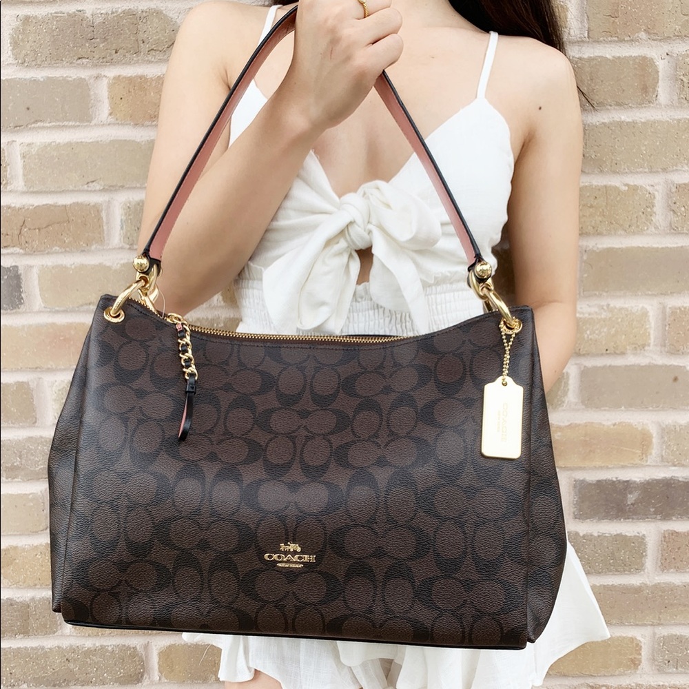 Coach large shoulder bag brown Pink - Picture 2 of 7